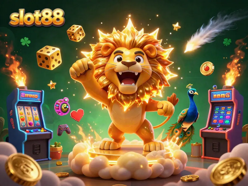 Experience the thrilling world of slot88 with our captivating illustration showcasing vibrant slot reels and animated characters.