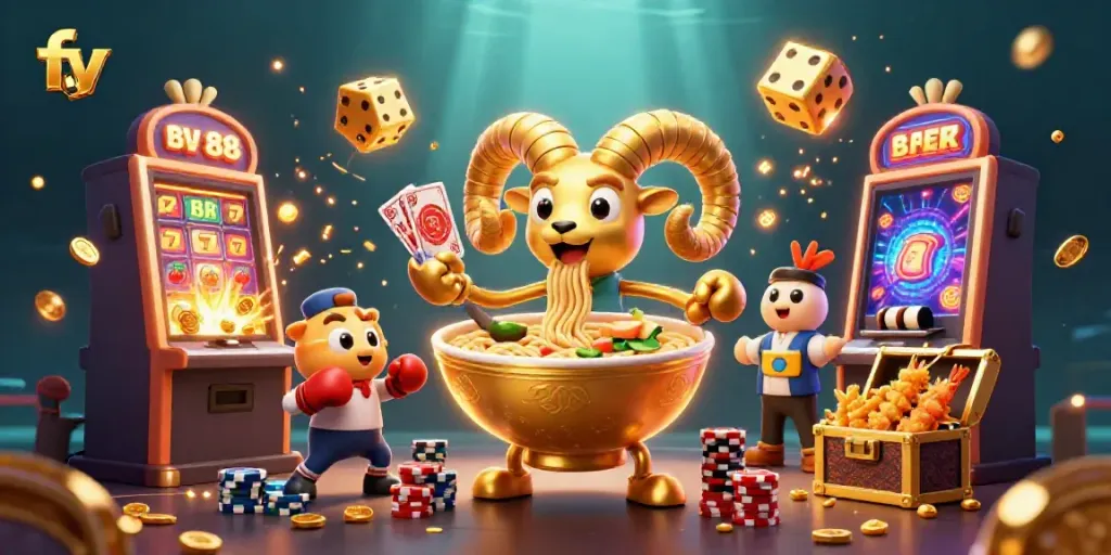Engage in thrilling gameplay at fv 88 with colorful 3D animations illustrating a vibrant casino atmosphere.
