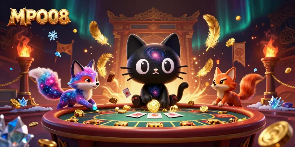 Mastering MPO08: Enjoying the cosmic allure of this 3D casino scene with immersive game elements.