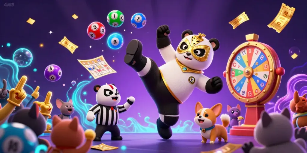 Experience the excitement at Ad88 Casino with energetic animal characters in a vibrant gambling scene.