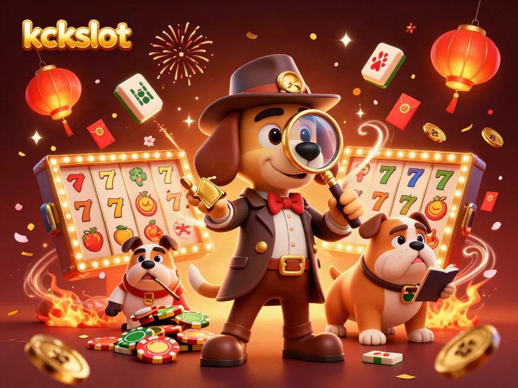 Deteksi kckslot melalui ilustrasi detektif menyerupai Sherlock Holmes yang menemukan chip poker emas.