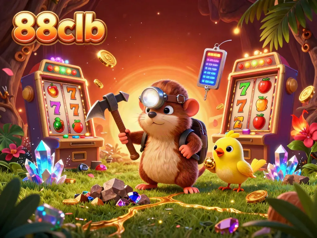 Experience jackpot fun with vibrant 88clb slot visuals featuring a treasure hunter mole and gold!