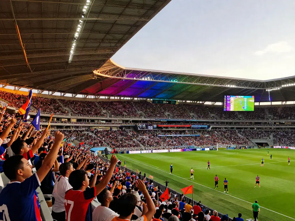 Exciting live football match at a stadium showcasing TOP10สนาม with fans and players.