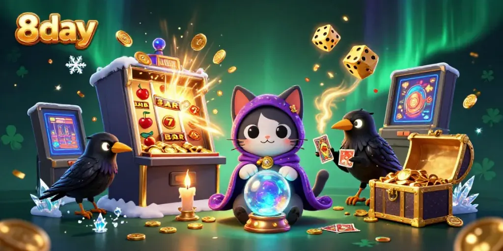 Experience the excitement of 8day with vibrant casino elements and mystical characters.
