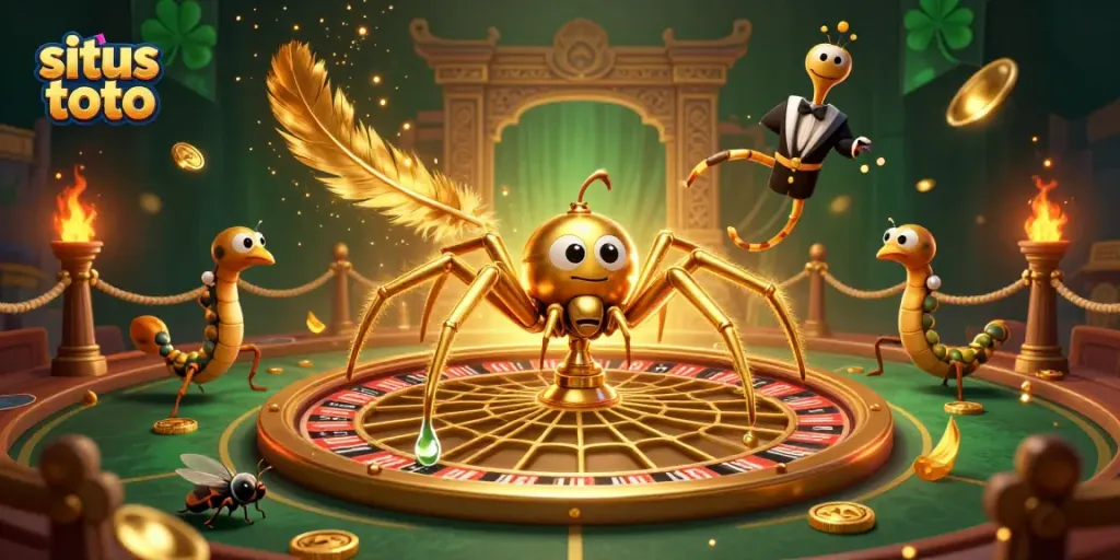 Engage in thrilling gameplay at situs toto with a 3D golden roulette wheel web revealing exciting bets.